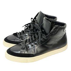 Burberry Walbrook High Top Sneaker Mens 11/44 Black Leather Suede Trim